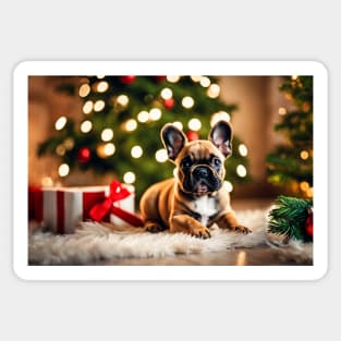 French Bulldog Puppy with Christmas Gifts Sticker
